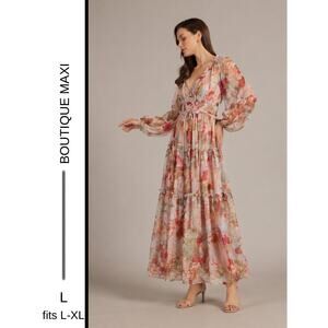 MSRP: $88 | ✨ Romantic Feminine Floral Tiered Maxi Dress – Size L (fits XL)✨